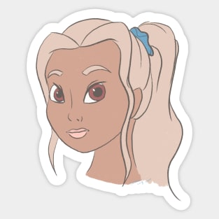 Blonde Girl with Blue Scrunchie Sticker